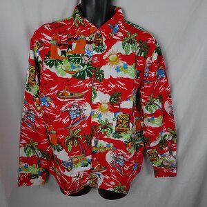 SSLR Men's Collection Hawaiian Button Up Christmas Shirt Size M